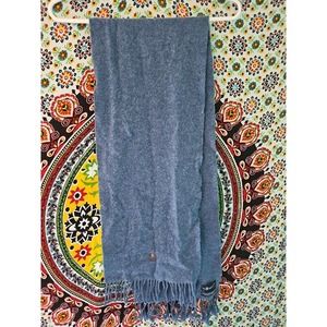 Polo Ralph Lauren Light Blue 100% Lambs Wool Scarf One Size Logo Made in Scotlan